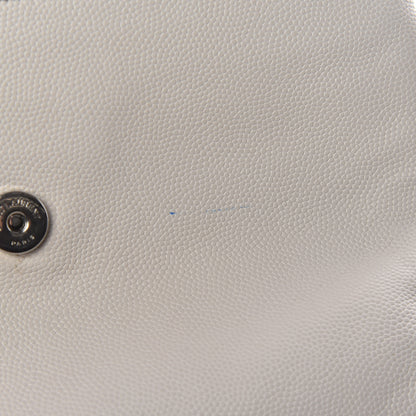 Saint Laurent Grain De Poudre Small West Hollywood Monogram Fold-Over Bag Pearl White 11 of 12