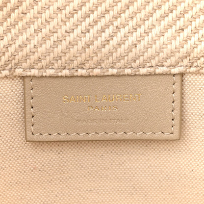 Saint Laurent Diagonal Canvas Calfskin Rive Gauche Bucket Bag Beige 6 of 12