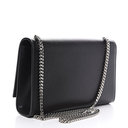 Saint Laurent Grain De Poudre Large Classic Monogram Kate Satchel Black 2 of 8