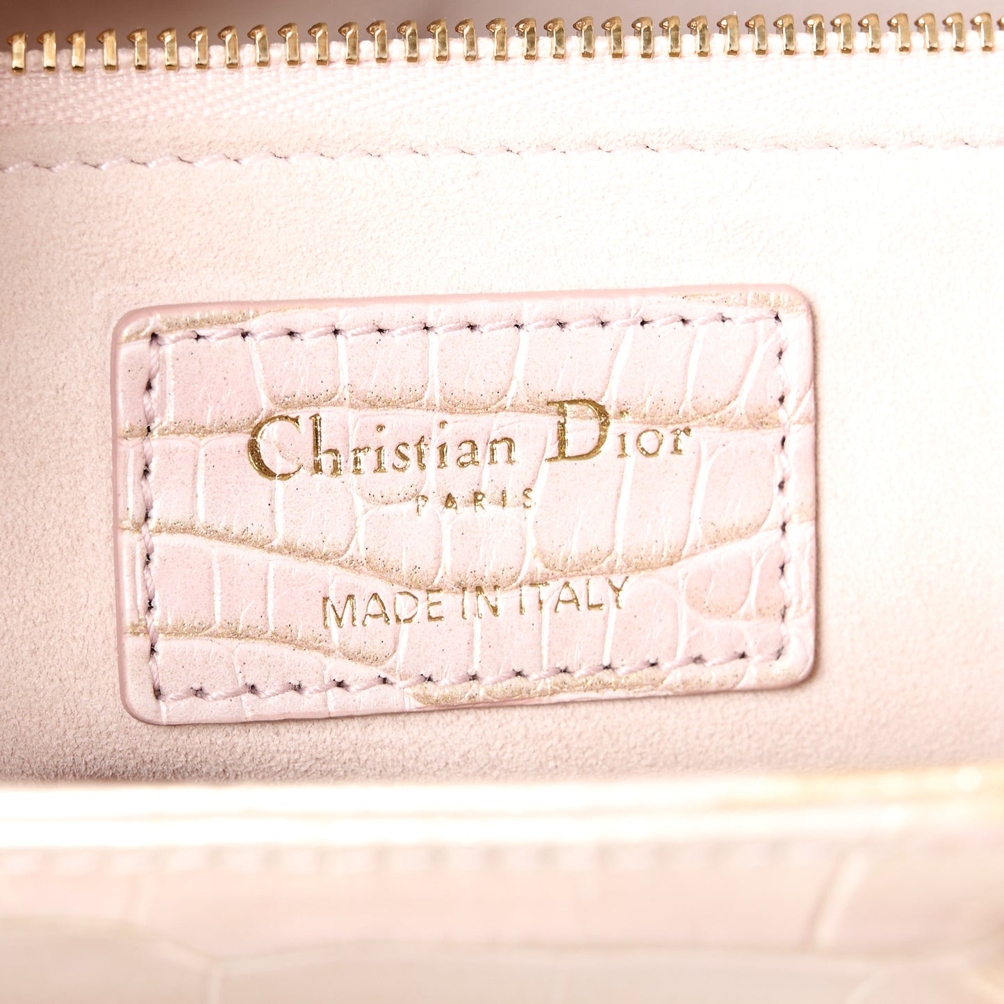Metallic Alligator Medium Lady Dior Rose