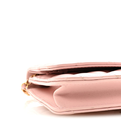 Chanel Lambskin Quilted CC Pearl Crush Wallet on Chain WOC Light Pink 10 of 12