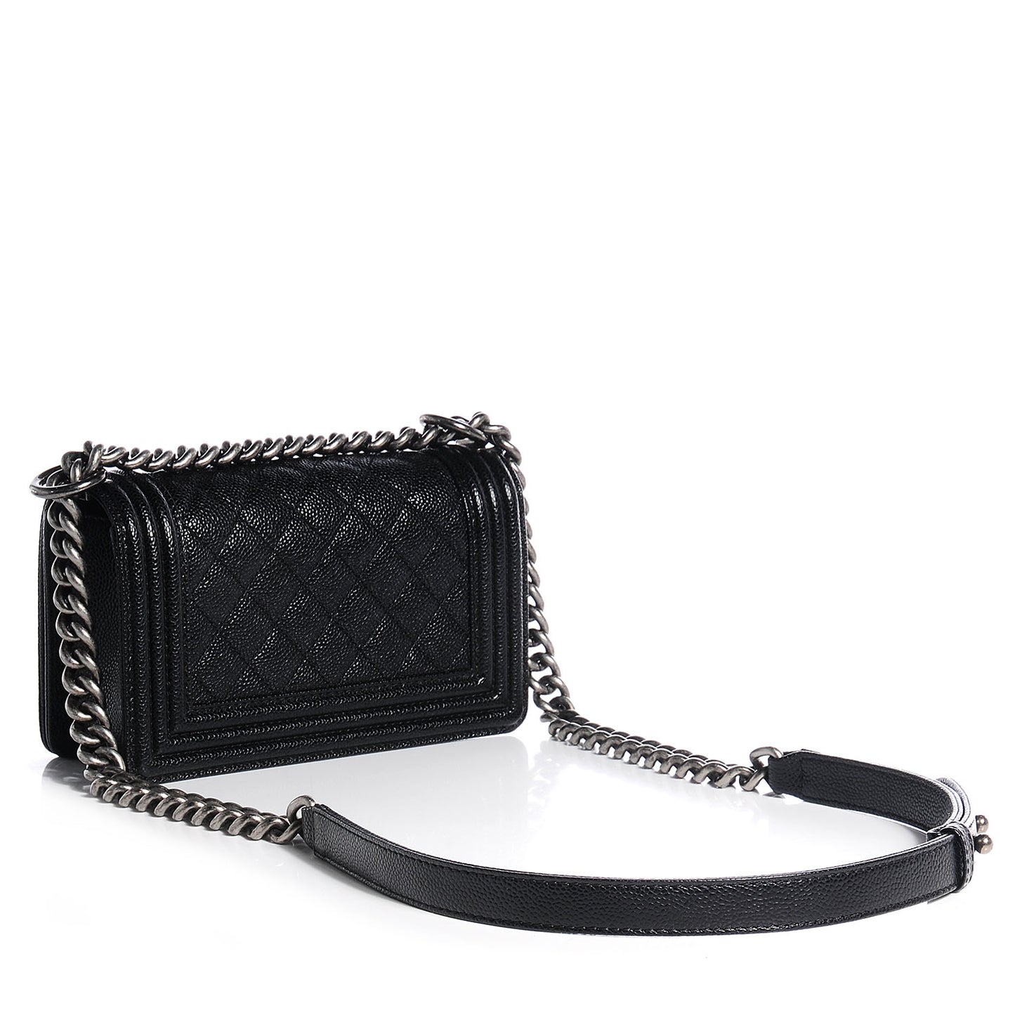 Caviar Quilted Small Boy Flap Black