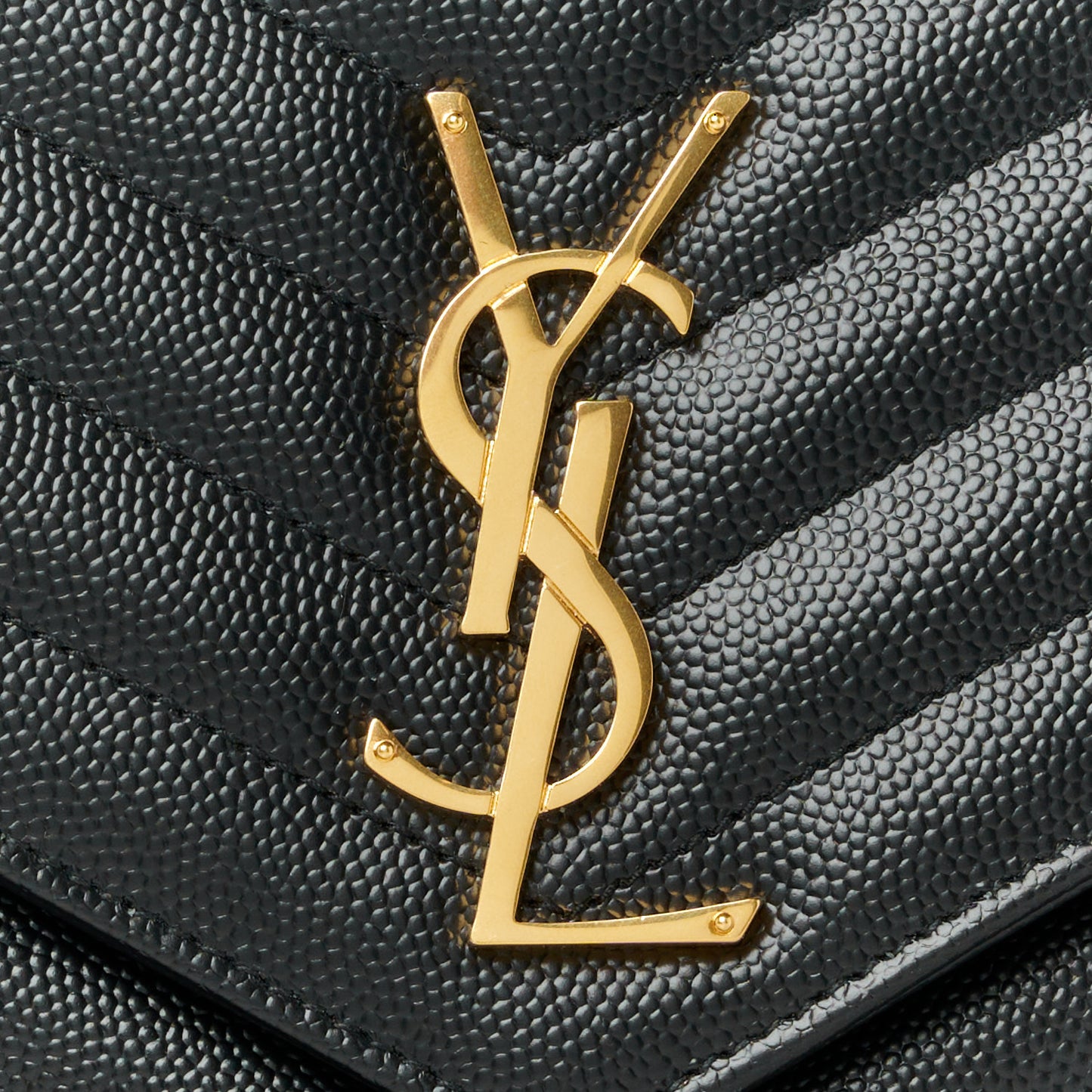 Grain De Poudre Matelasse Chevron Monogram Envelope Clutch Black
