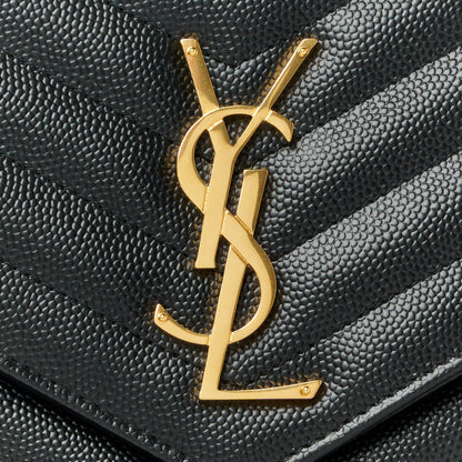 Saint Laurent Grain De Poudre Matelasse Chevron Monogram Envelope Clutch Black 8 of 11