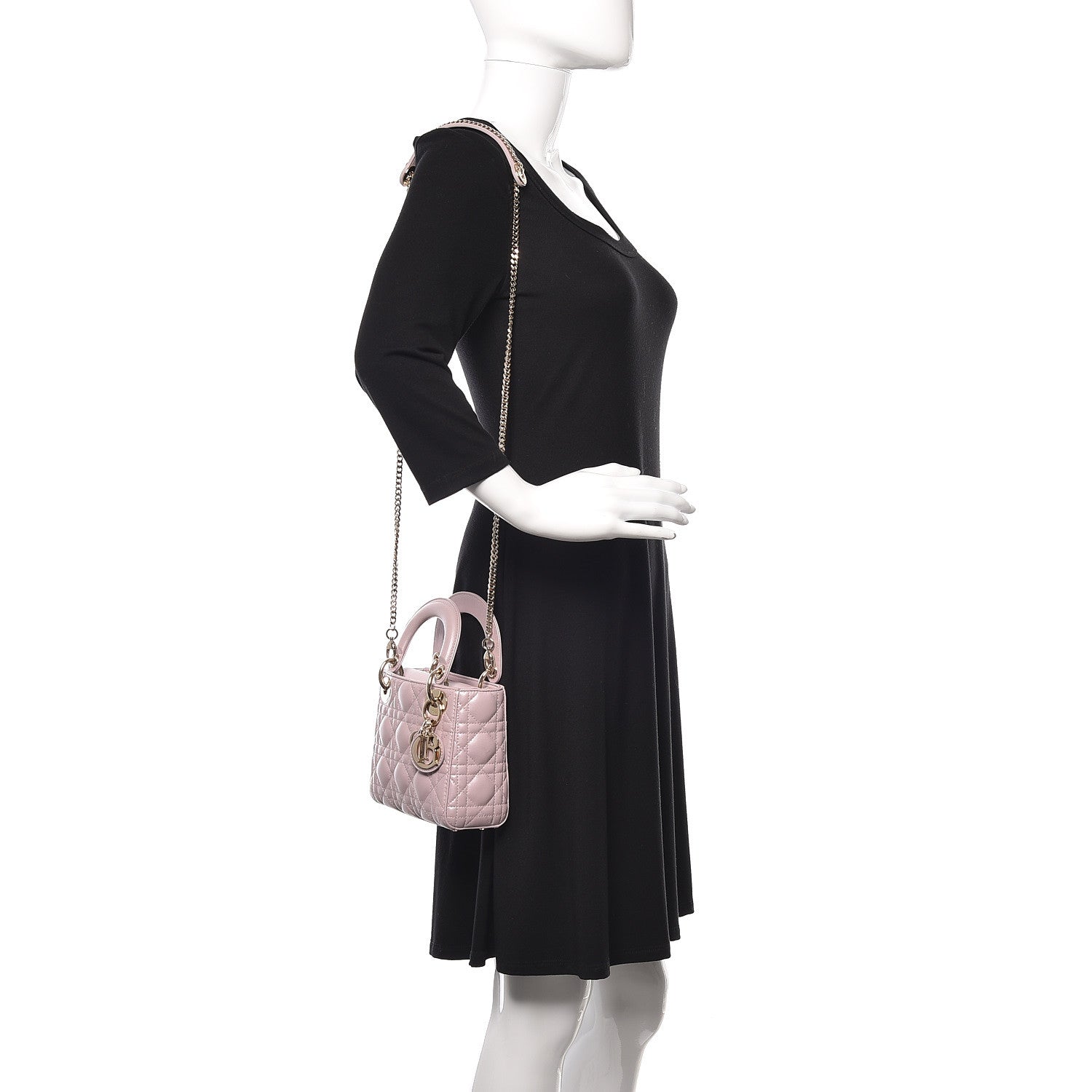 Christian Dior Metallic Lambskin Cannage Mini Lady Dior Lotus 2 of 8
