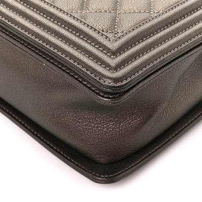 Chanel Iridescent Goatskin Quilted New Medium Boy Flap Dark Gold 10 of 10