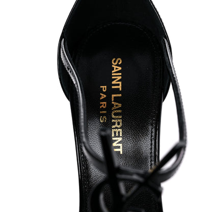 Saint Laurent Patent Cassandra 100 Ankle Strap Sandals 38.5 Black 9 of 11