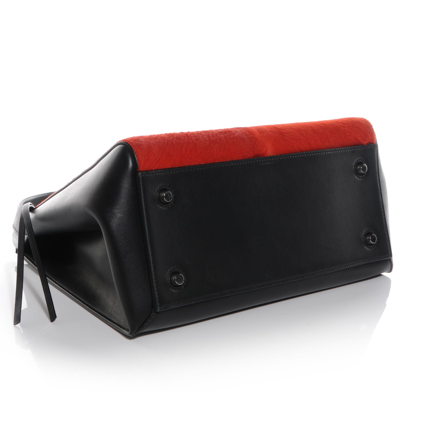 Pony Hair Medium Edge Shoulder Bag Vermillion
