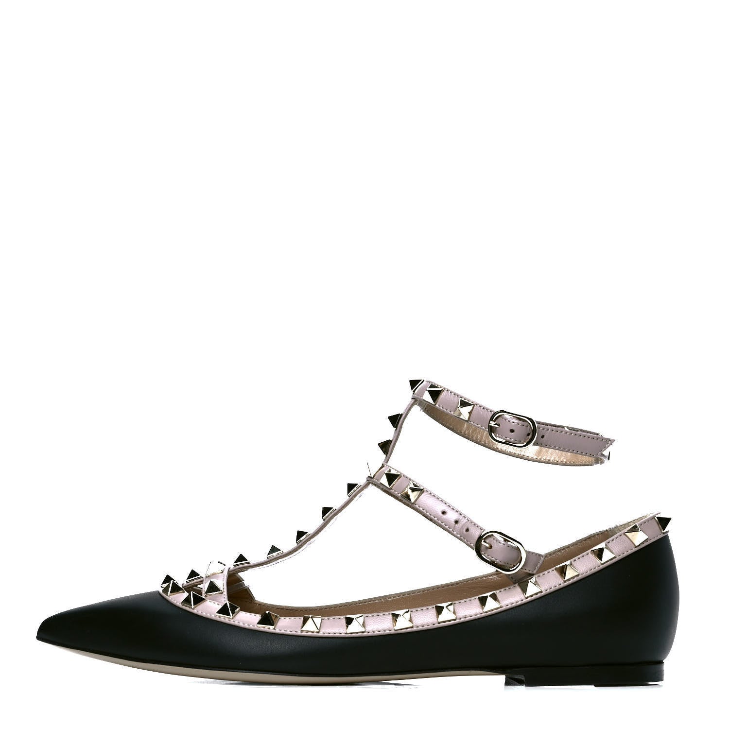 Valentino Garavani Nappa Rockstud Cage Ballerina Flats 39 Black Poudre 1 of 5