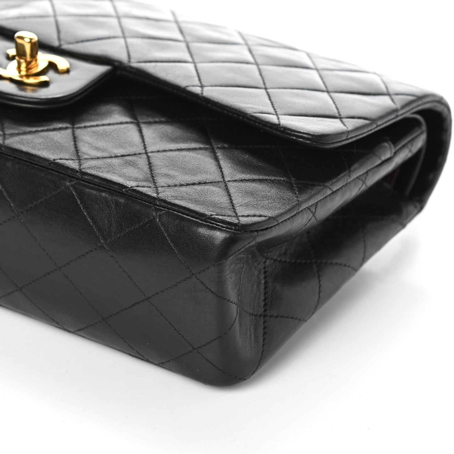Lambskin Quilted Medium Double Flap Black