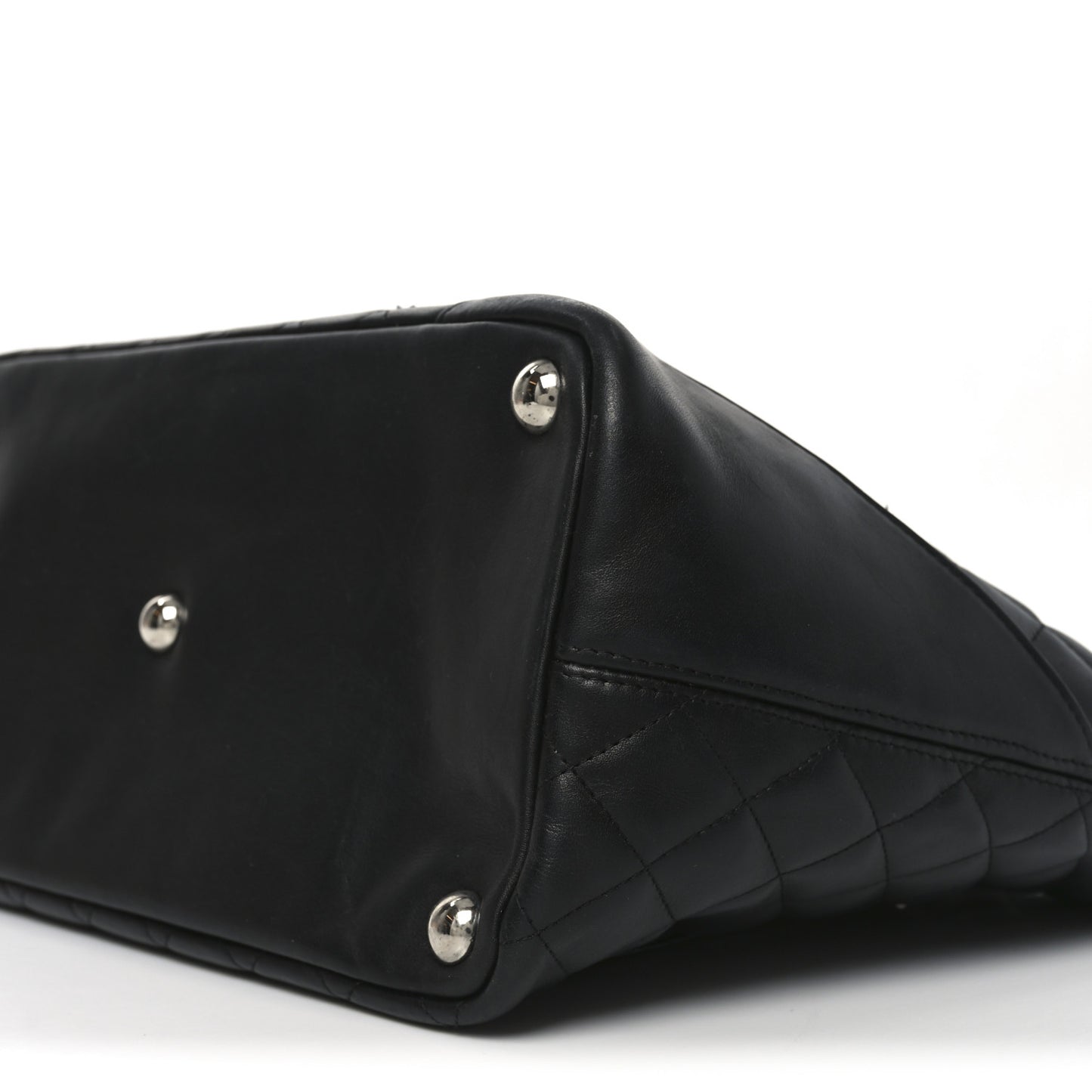 Calfskin Quilted Large Cambon Tote Black White