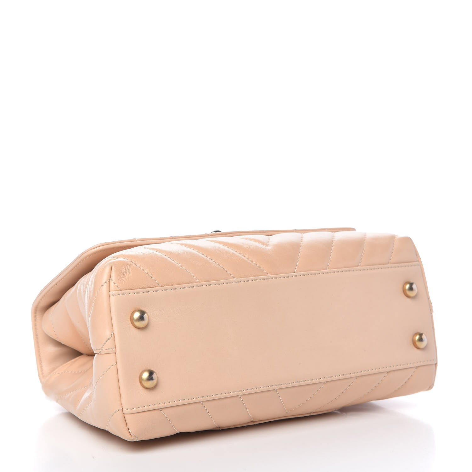Chanel Calfskin Chevron Quilted Mini Coco Handle Flap Beige 4 of 10