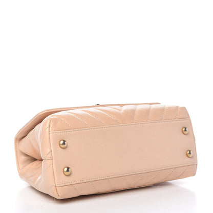 Chanel Calfskin Chevron Quilted Mini Coco Handle Flap Beige 4 of 10