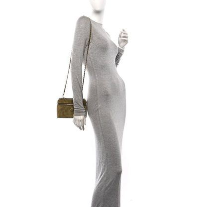 Chanel Suede Calfskin Top Handle Slim Vanity Case With Chain Dark Khaki 2 of 11