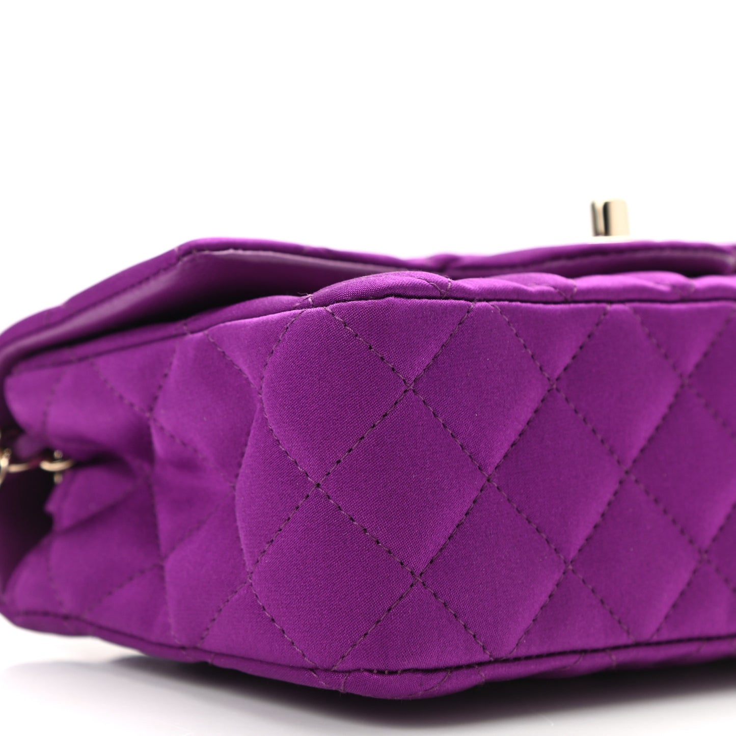 Satin Quilted Mini Rectangular Flap Purple