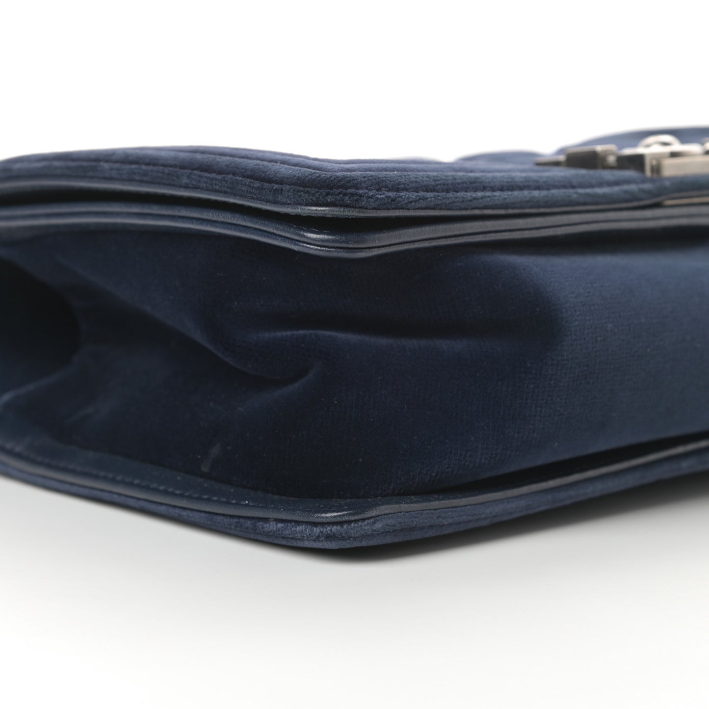 Velvet Tweed Quilted Medium Boy Flap Dark Navy Blue