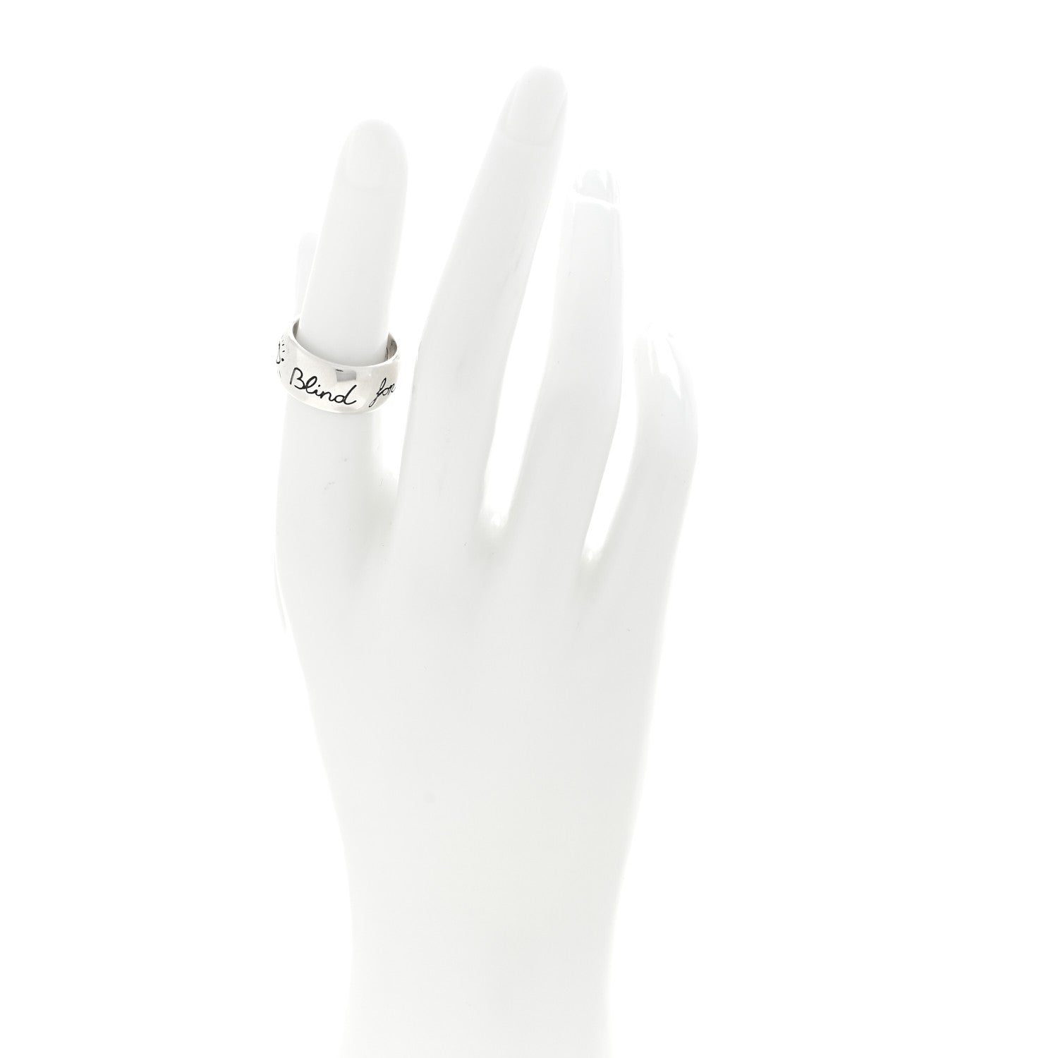 Gucci Sterling Silver Wide Blind for Love Band Ring 53 6.25 2 of 5