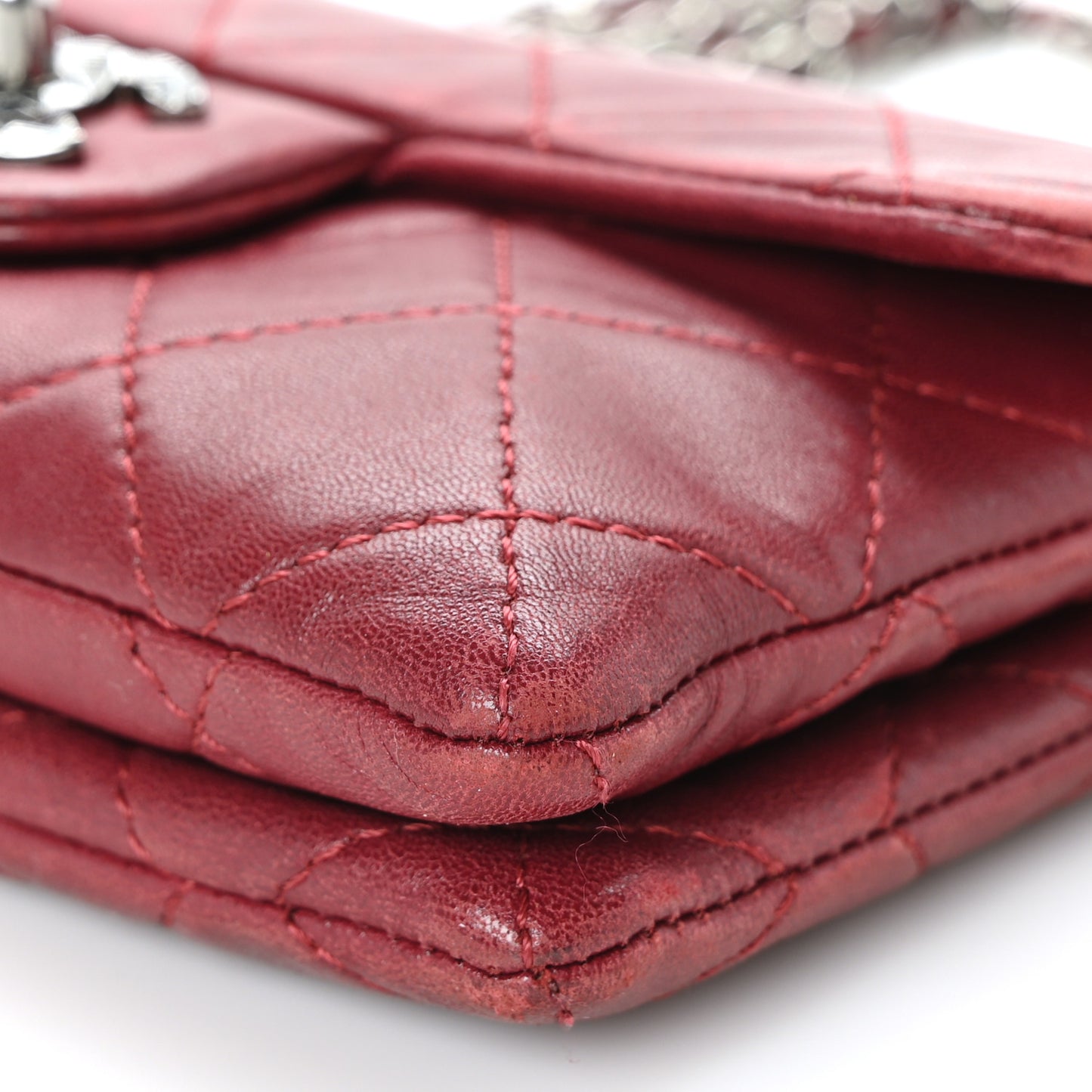 Lambskin Quilted Mini Mineral Nights Flap Crossbody Bag Dark Red