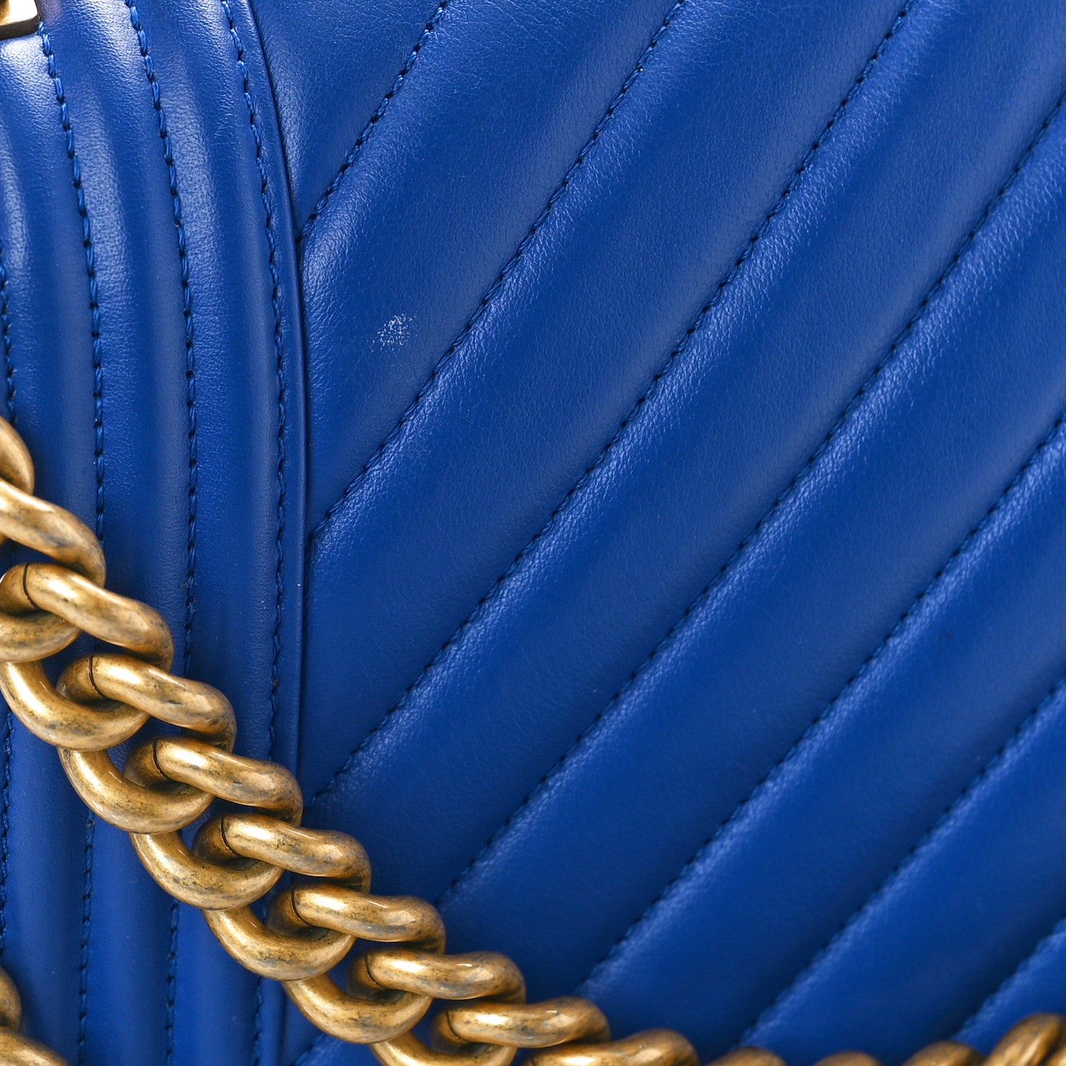 Chanel Calfskin Chevron Quilted Medium Boy Flap Blue 10 of 10