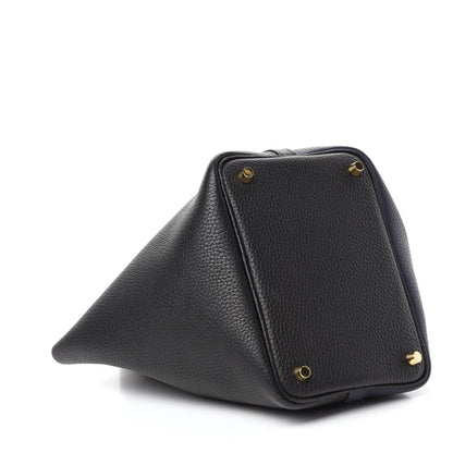 Hermes Taurillon Clemence Casaque Picotin Lock 18 PM Blue Nuit Black Blue Frida 4 of 10
