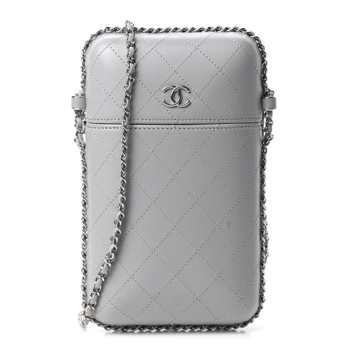 Chanel Lambskin Quilted Chain Around Phone Holder Grey 1 of 11