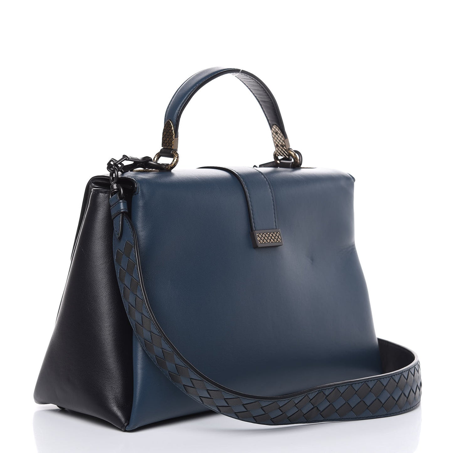 Nappa Medium Piazza Bag Ferro Gray Denim