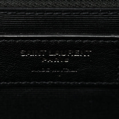 Saint Laurent Calfskin Crocodile Embossed Monogram Large Satchel Black 6 of 10