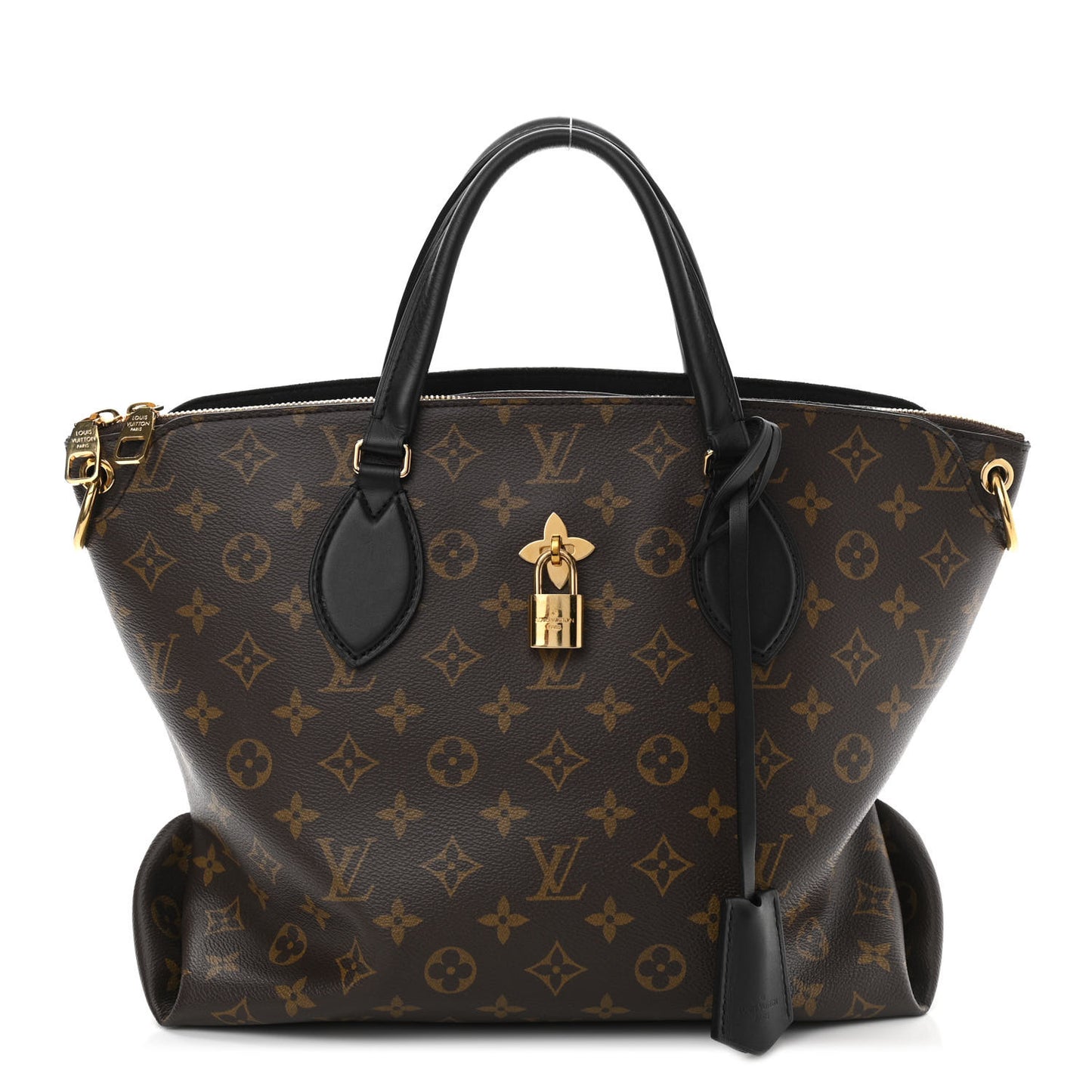 Monogram Flower Zipped Tote MM Black