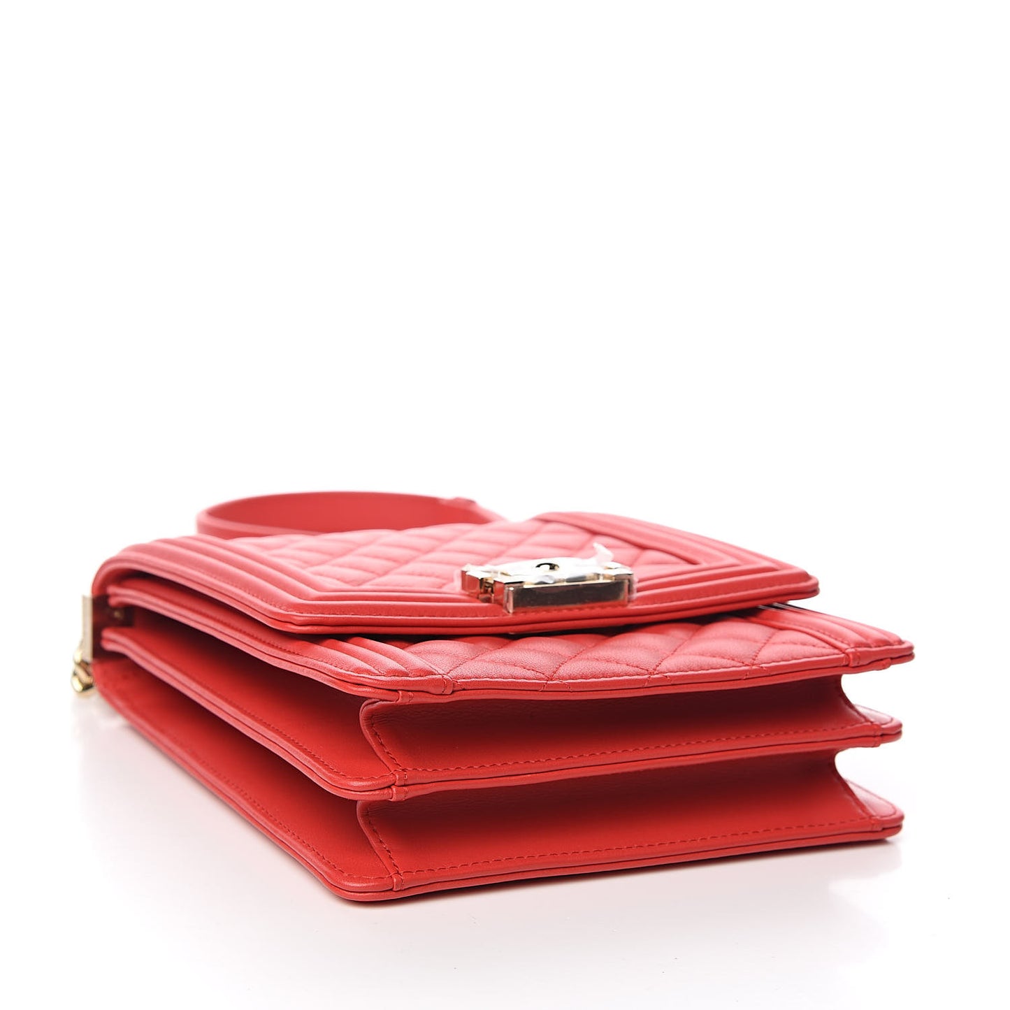 Calfskin Quilted North South Boy Flap Red
