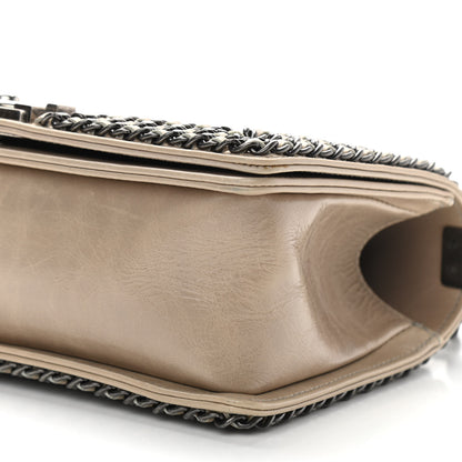 Chanel Glazed Calfskin Quilted Medium Boy Chained Flap Beige 9 of 9