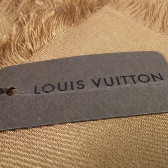 Louis Vuitton Wool Silk Monogram Shawl Camel 7 of 7