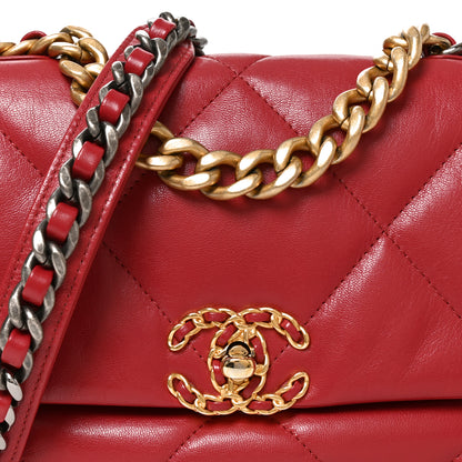 Chanel Goatskin Quilted Medium Chanel 19 Flap Red 8 of 10