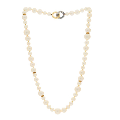 David Yurman Sterling Silver 18K Yellow Gold Pearl Necklace 2 of 5