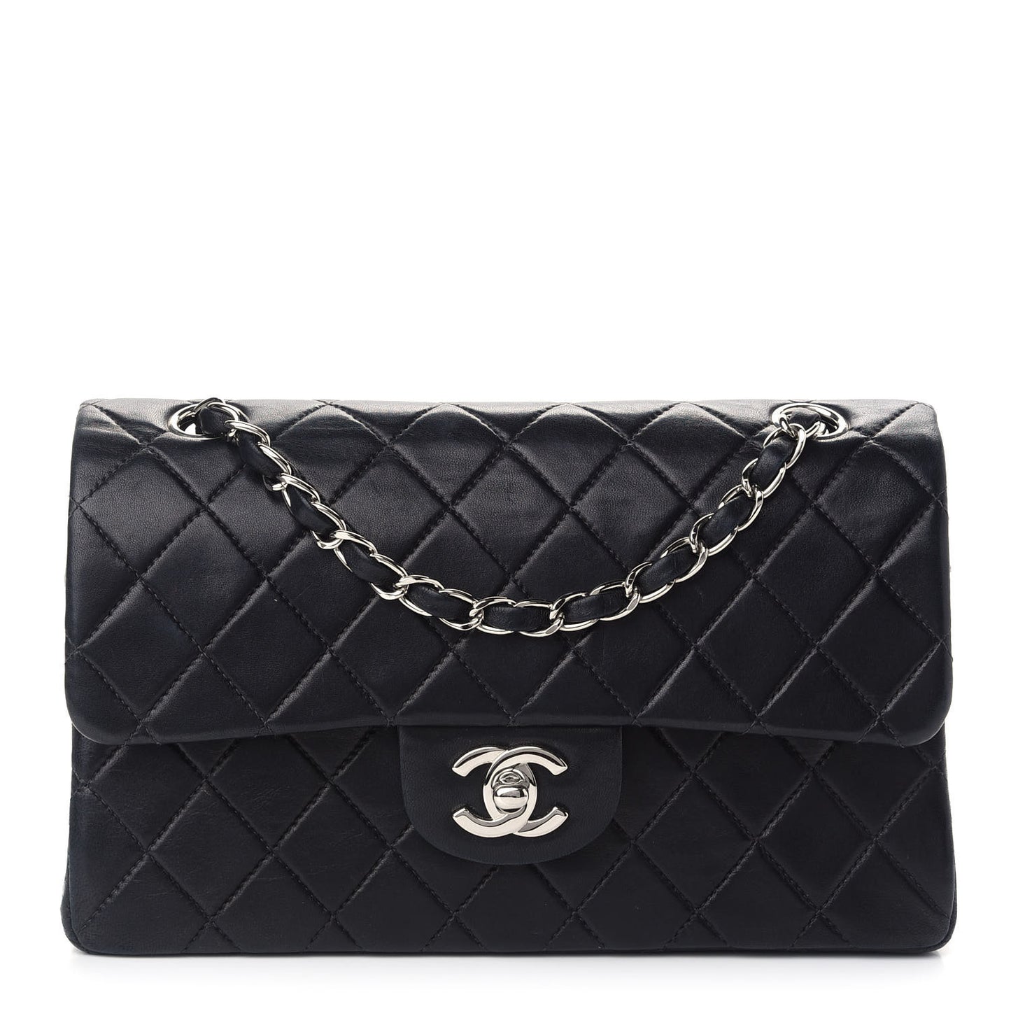 Lambskin Quilted Small Double Flap Black
