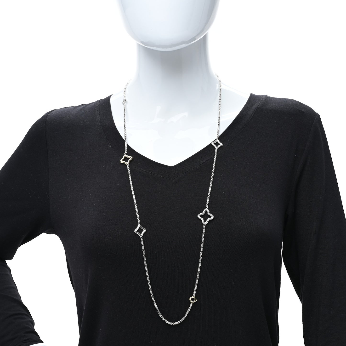 Sterling Silver 14K Yellow Gold Quatrefoil Necklace