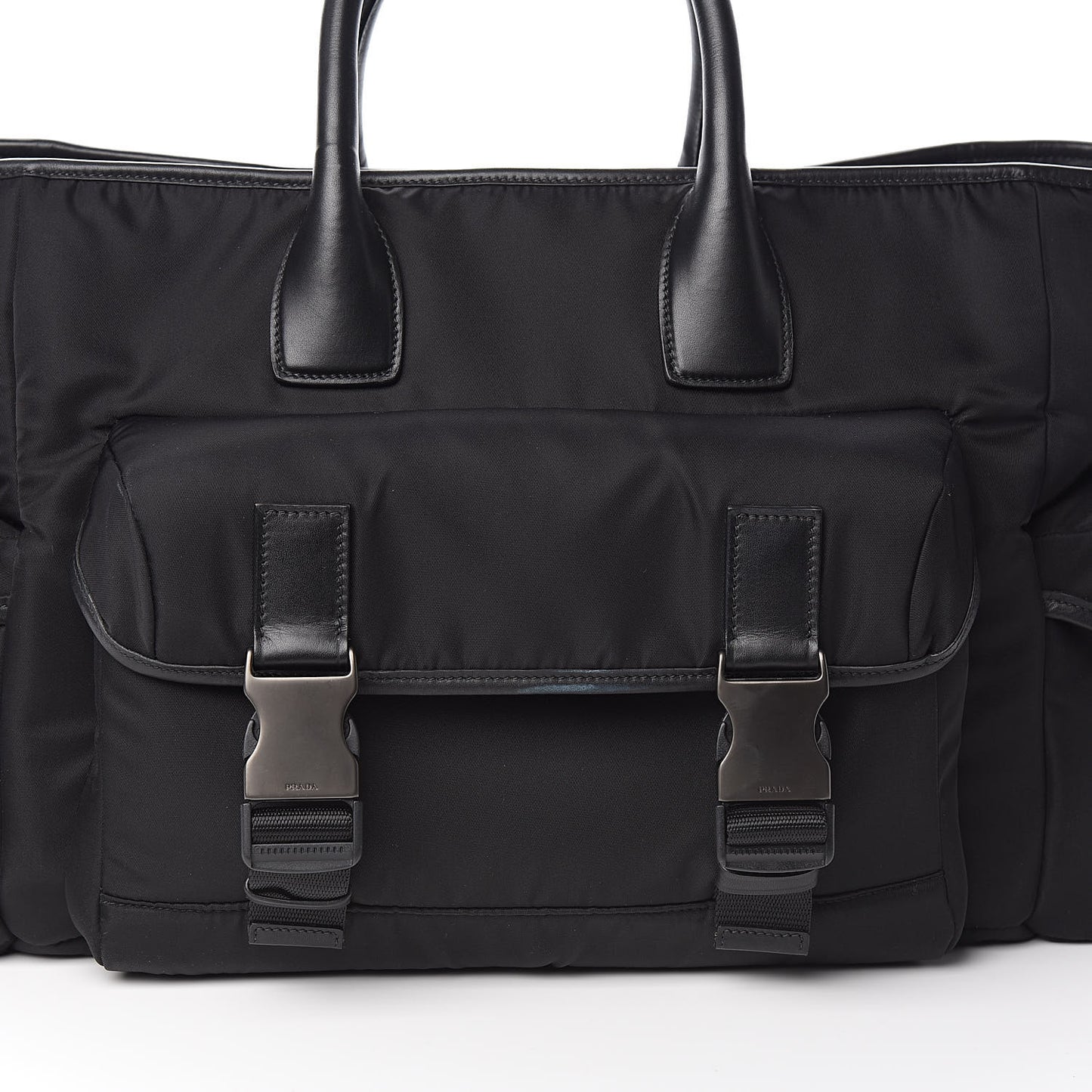 City Calf Tessuto Nylon Shopping Tote Black