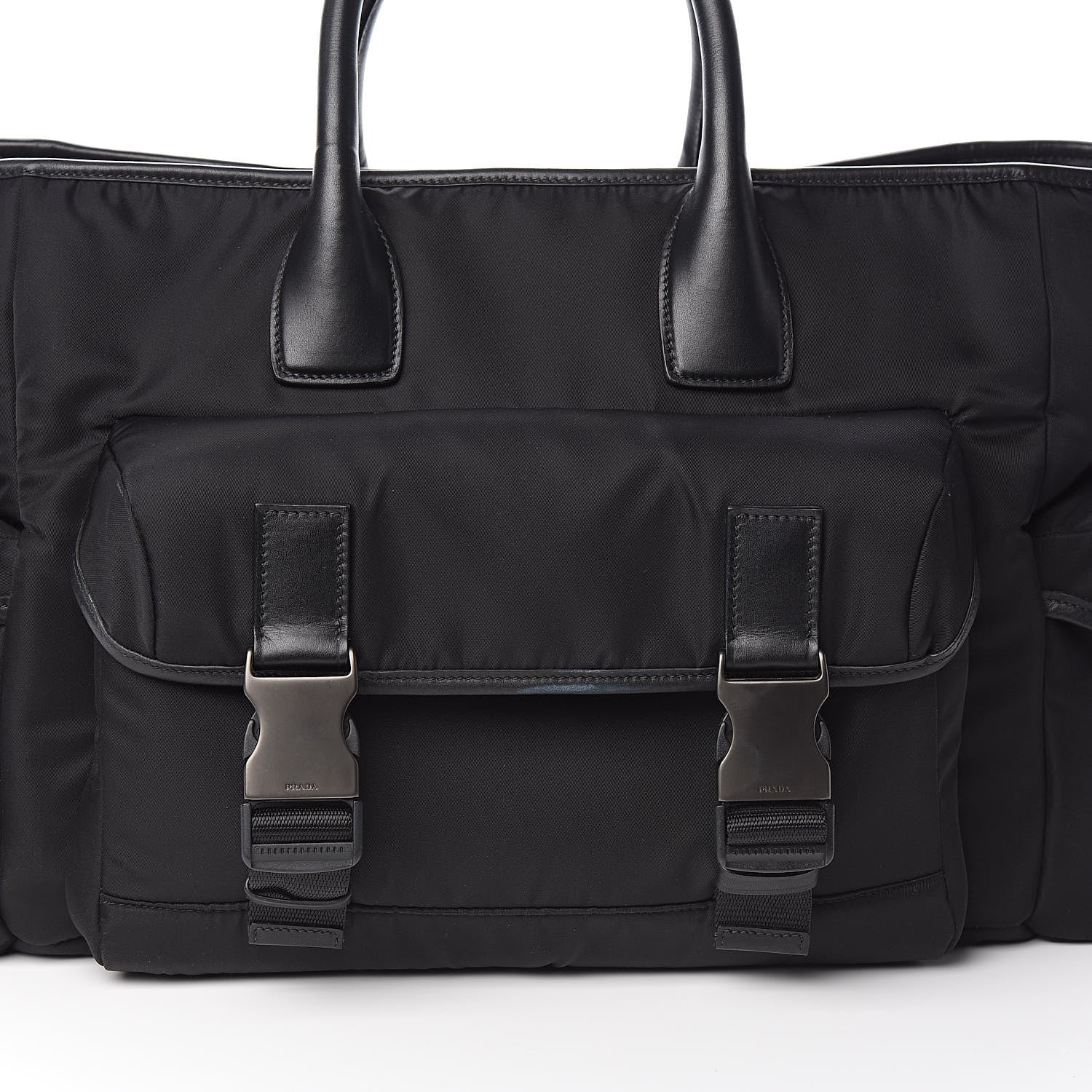 Prada City Calf Tessuto Nylon Shopping Tote Black 12 of 12