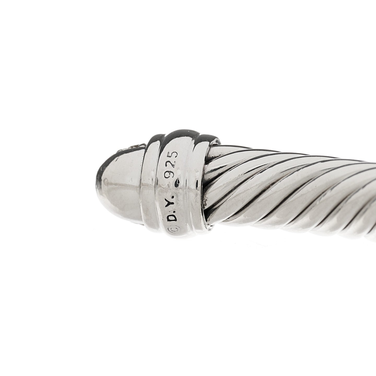 David Yurman Sterling Silver Pave Diamond 5mm Cable Classics Bracelet 3 of 3