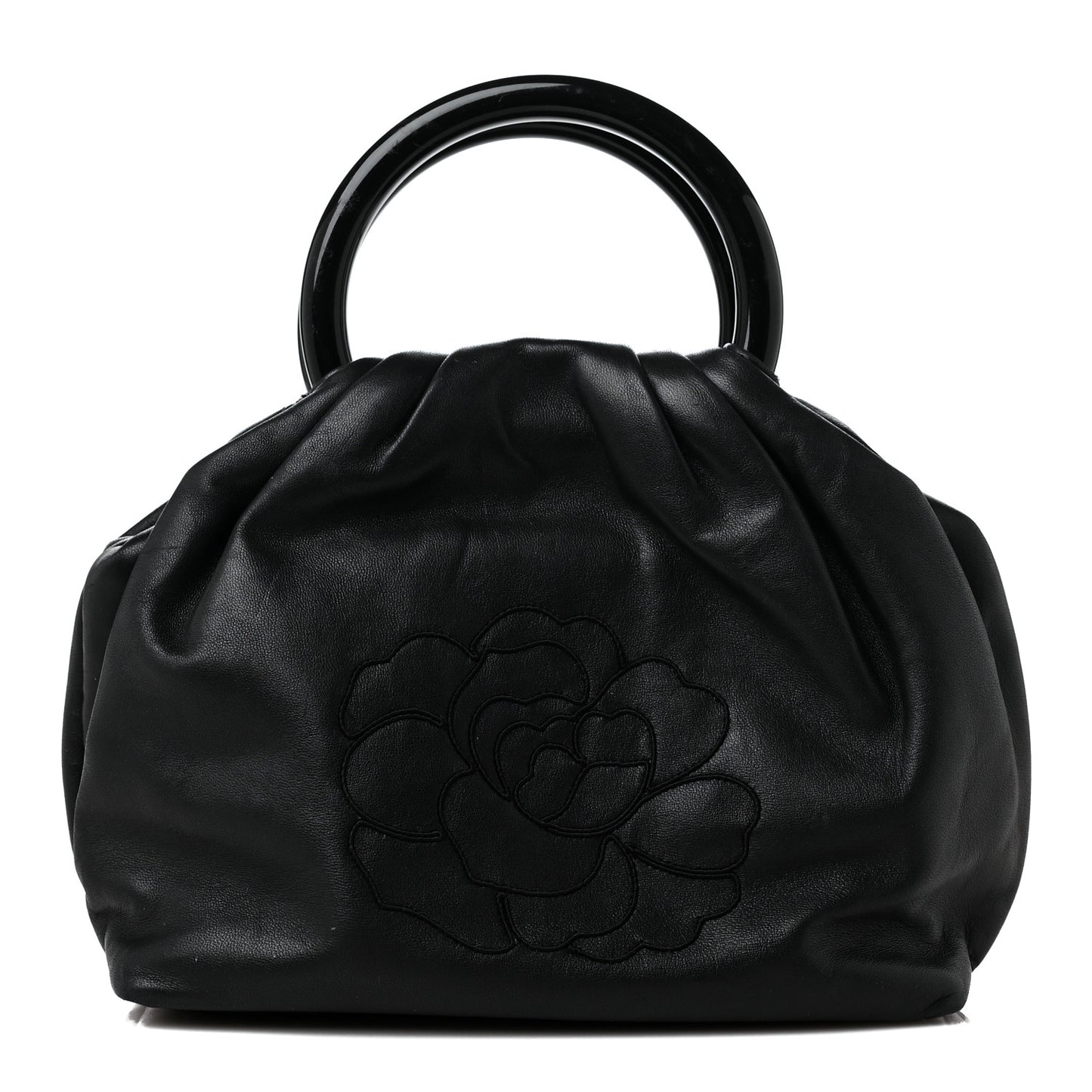 Lambskin Camellia Handbag Black