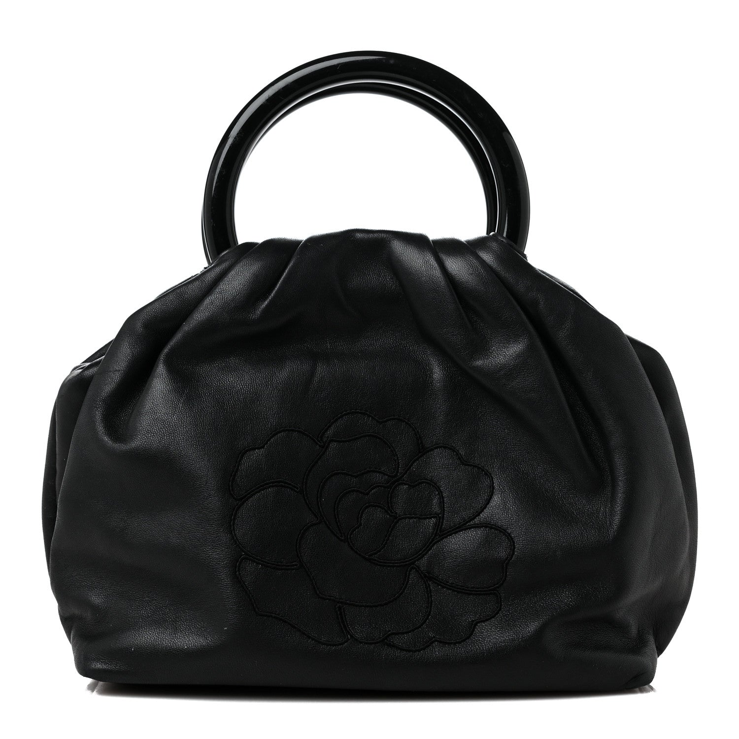 Chanel Lambskin Camellia Handbag Black 1 of 10