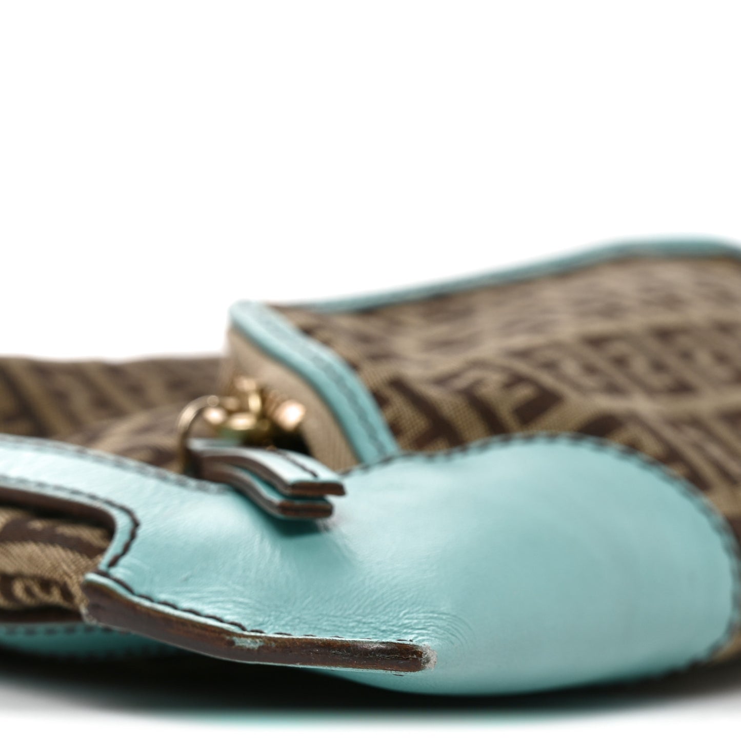 Zucchino Cuoio Small Chef Pocket Shoulder Bag Mogano Panna Turquoise