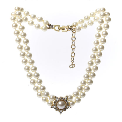 Christian Dior Pearl Crystal Necklace Gold 2 of 3