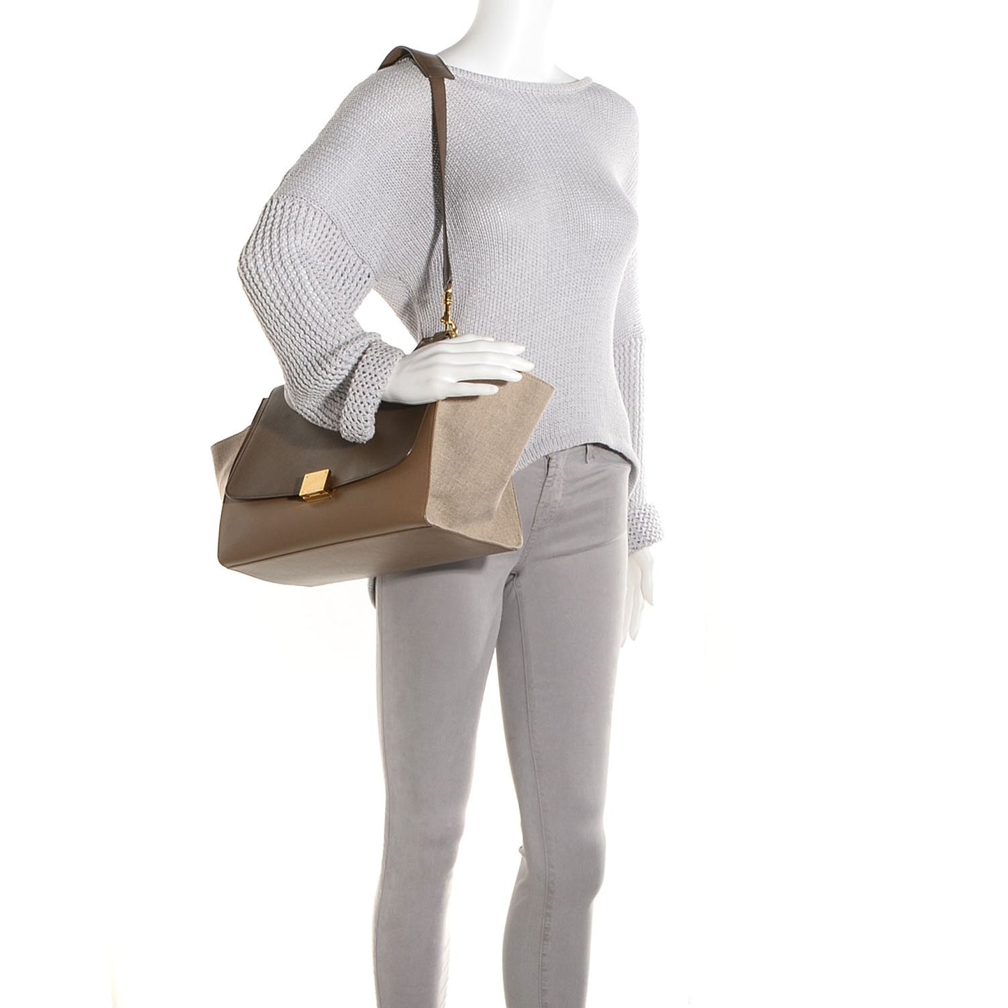 Smooth Calfskin Canvas Medium Tri-Color Trapeze