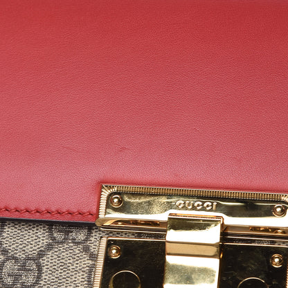 Gucci GG Supreme Monogram Calfskin Medium Padlock Top Handle Bag Beige Hibiscus Red New Rosette 11 of 14