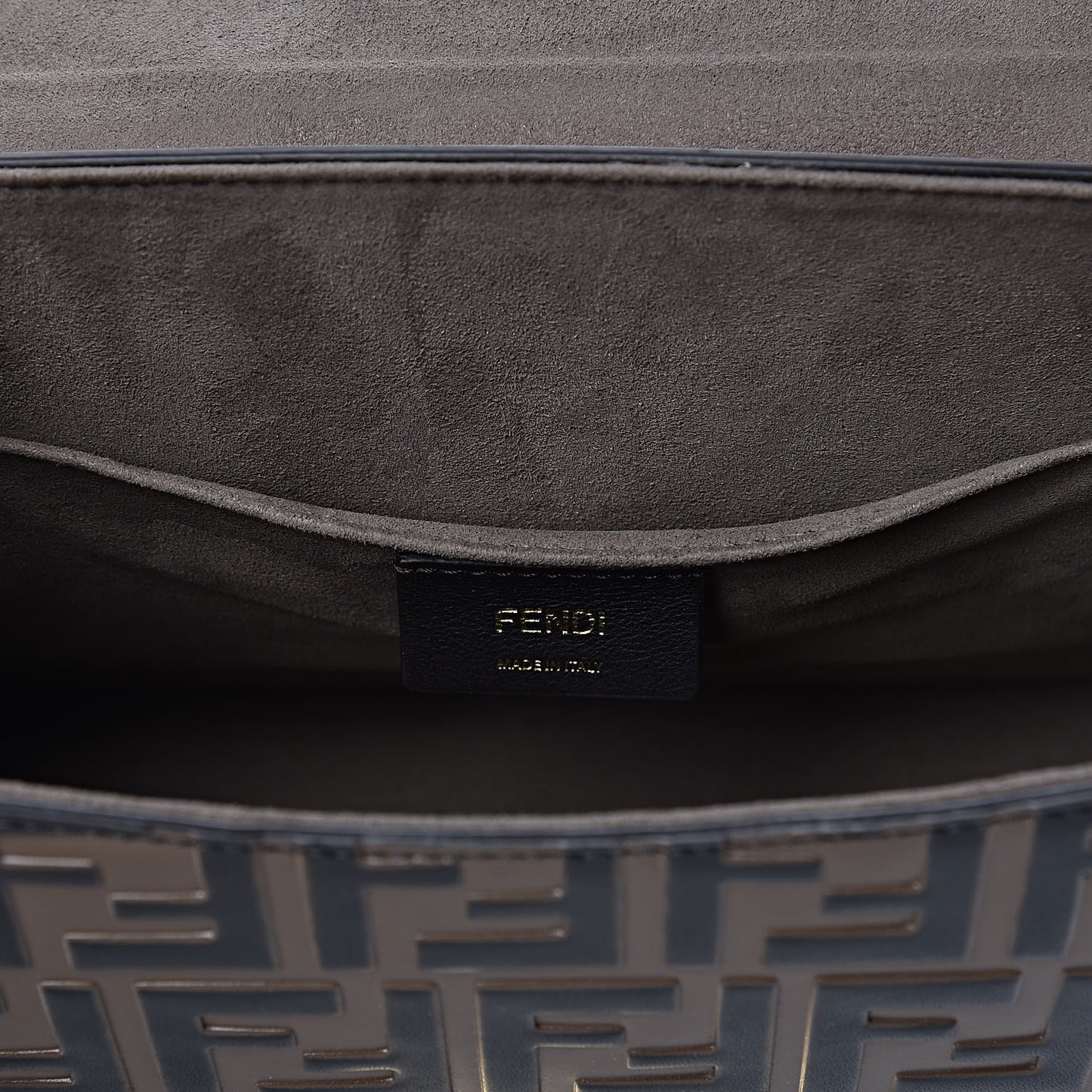 Vitello Century F is Fendi Bi-Color FF 1974 Embossed Kan I Shoulder Bag Fragola Maya Black