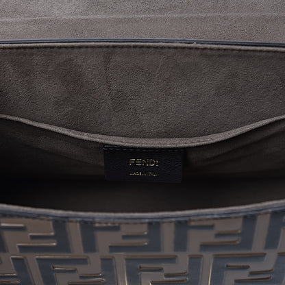 Fendi Vitello Century F is Fendi Bi-Color FF 1974 Embossed Kan I Shoulder Bag Fragola Maya Black 8 of 14