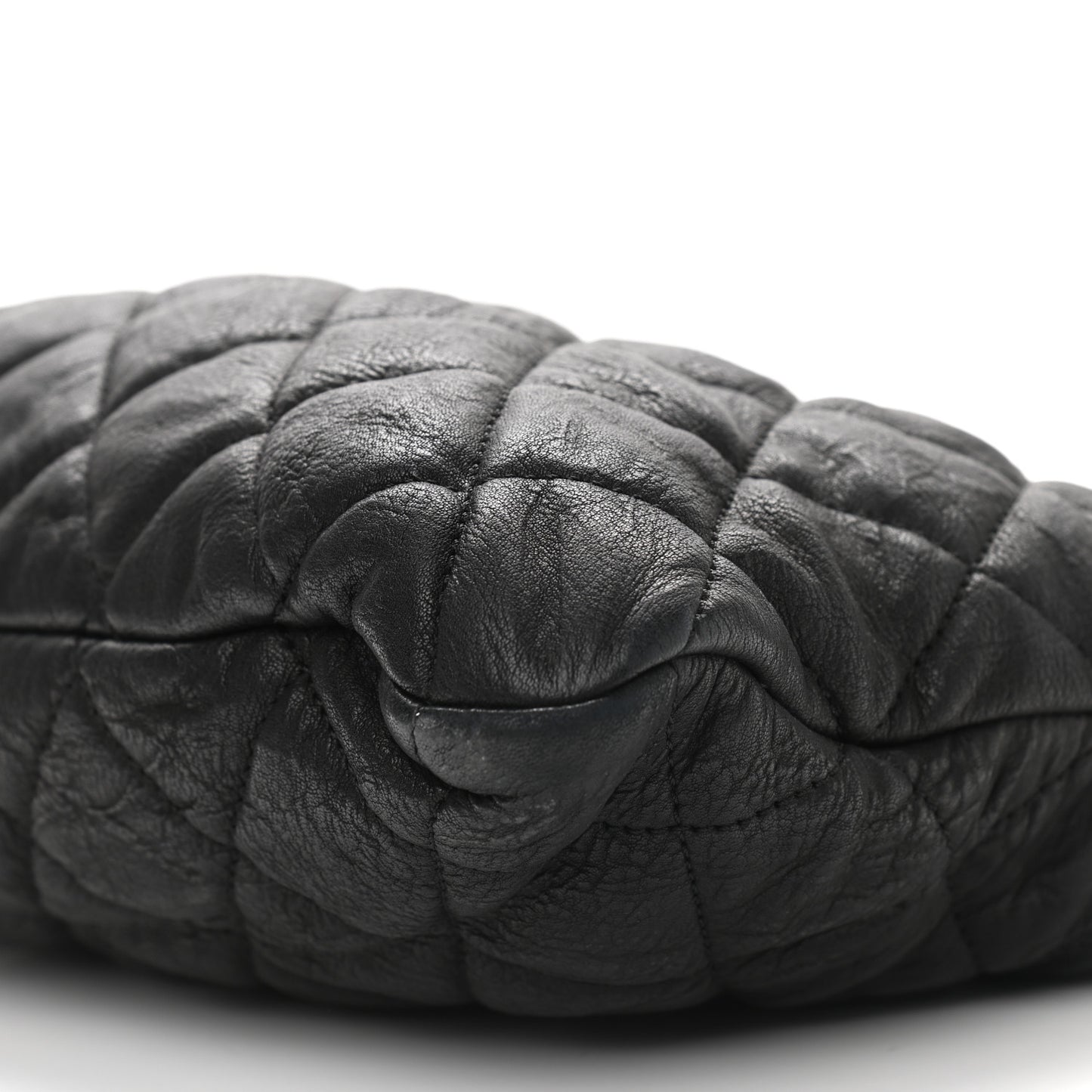 Crumpled Lambskin Quilted CC Shopping Tote Black