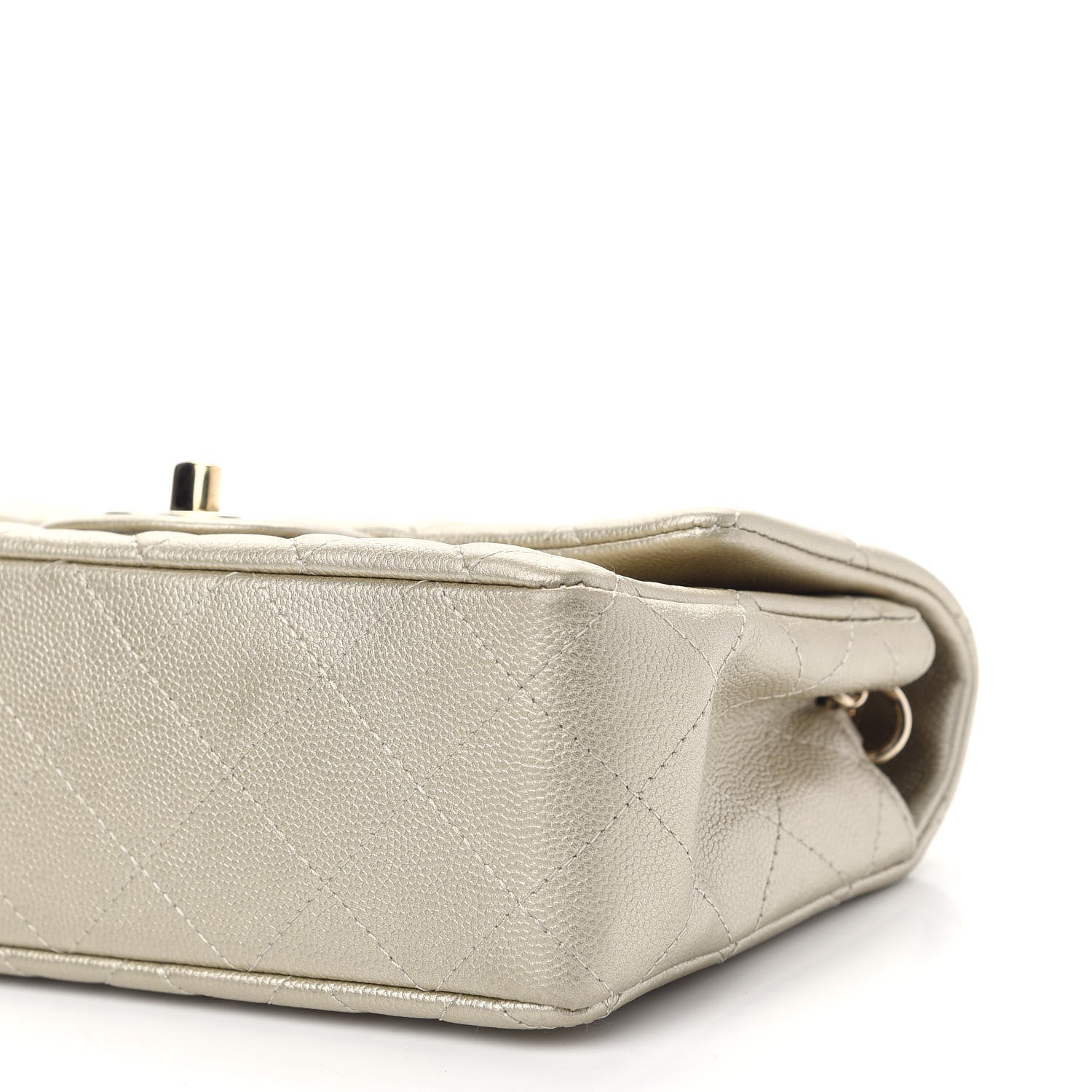 Chanel Metallic Caviar Quilted Mini Rectangular Flap Light Gold 9 of 9