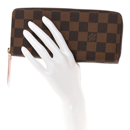 Louis Vuitton Damier Ebene Clemence Wallet Rose Ballerine 2 of 9