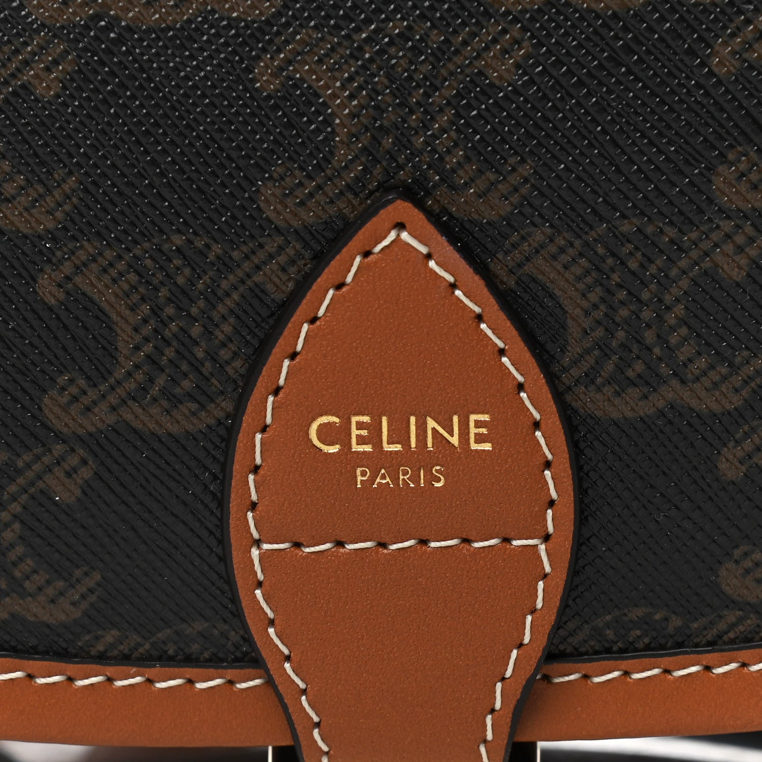Celine Triomphe Canvas Medium Folco Bag Tan 12 of 13